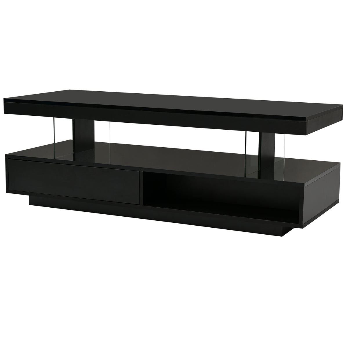 LED Coffee Table with Display and Storage Black