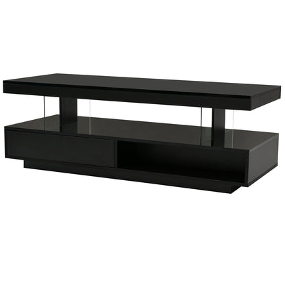 LED Coffee Table with Display and Storage Black