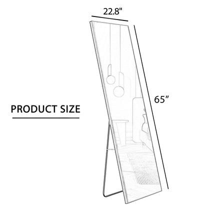 Full-Length Aluminum Mirror 65 x 23 Black Frame