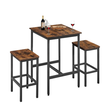 Rustic Bar Table Set with Chairs Brown