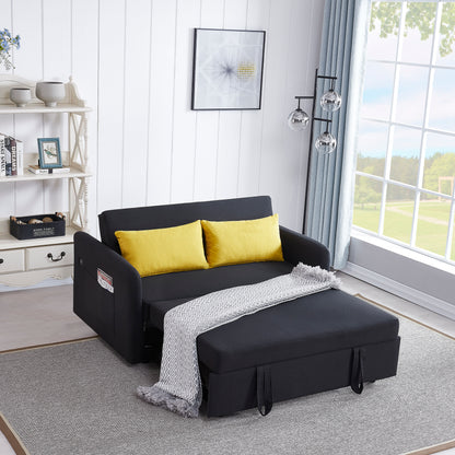 Black Fabric Convertible Sofa Bed – Twin Size Sleeper