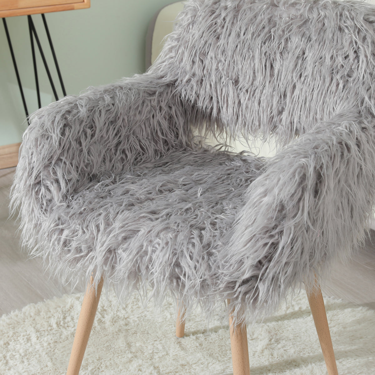 Grey Velvet Dining Chair with Metal Legs