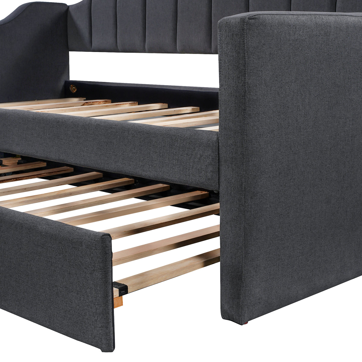 Twin Upholstered Daybed with Trundle – Black