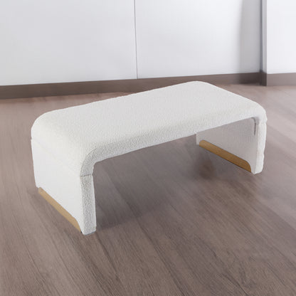 Boucle Loveseat Ottoman – Ivory White