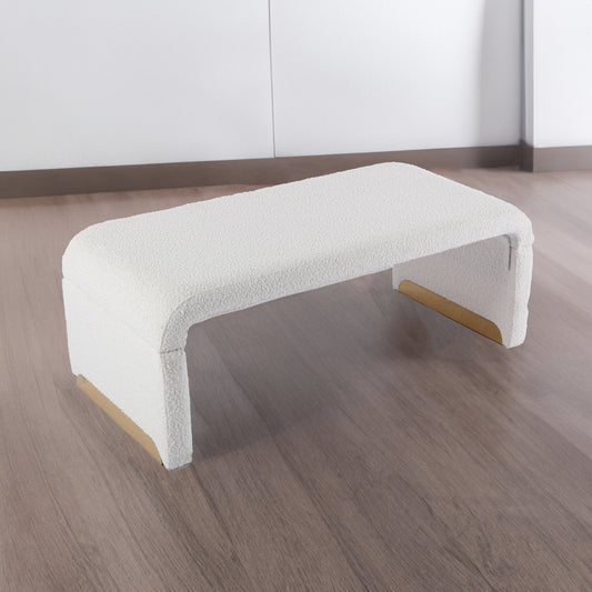 Boucle Loveseat Ottoman – Ivory White