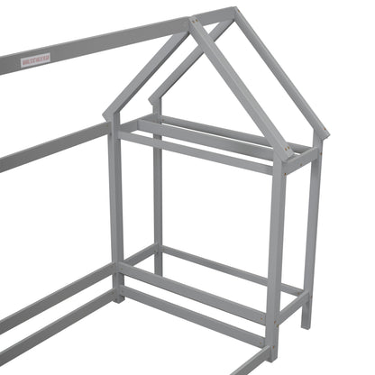 House Frame Platform Bed with Storage Gray
