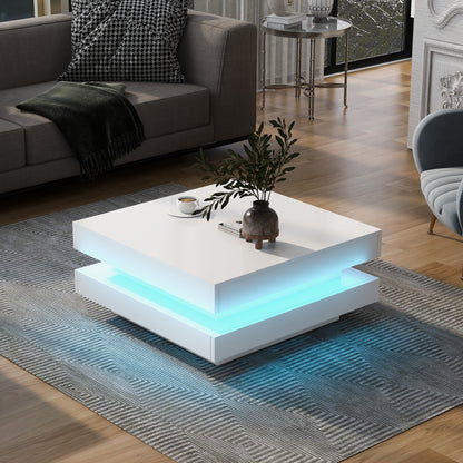 On-Trend White Gloss Coffee Table with LED Lights