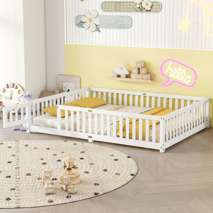 Kids Safety Floor Bed – White Guardrail Edition