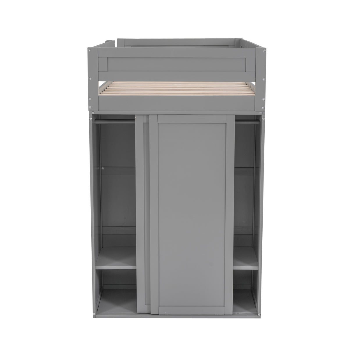 Twin Loft Bed with Wardrobe Gray
