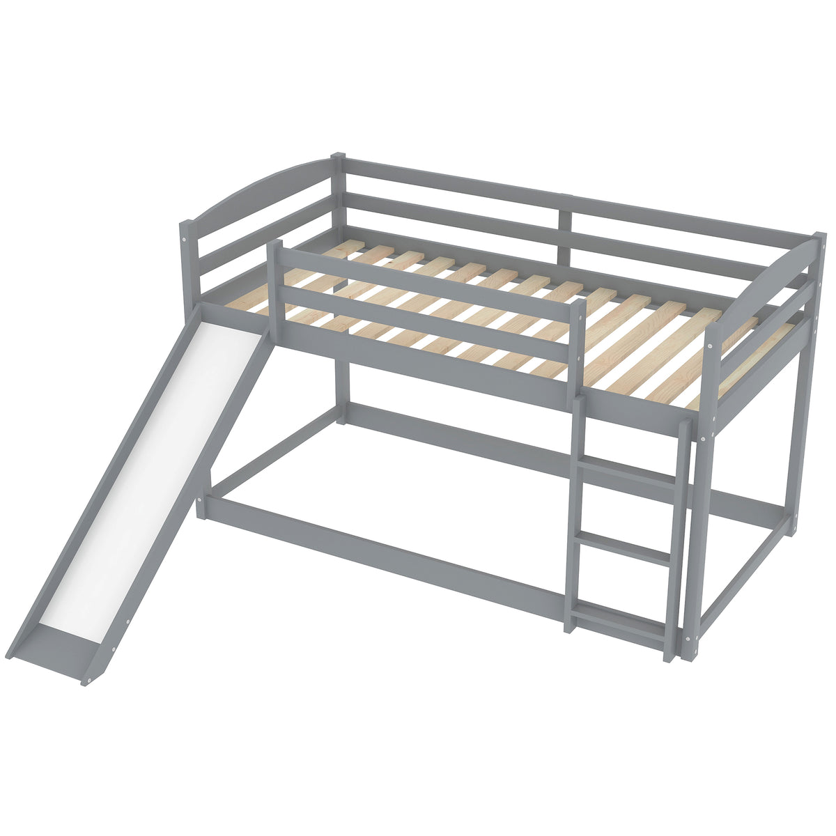 Twin Over Twin Bunk Bed with Slide Gray