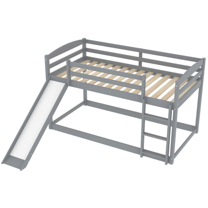 Twin Over Twin Bunk Bed with Slide Gray