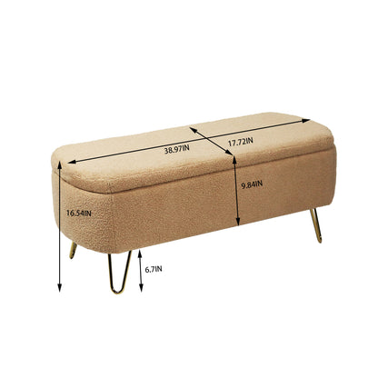 Camel Ottoman Bench with Gold Legs