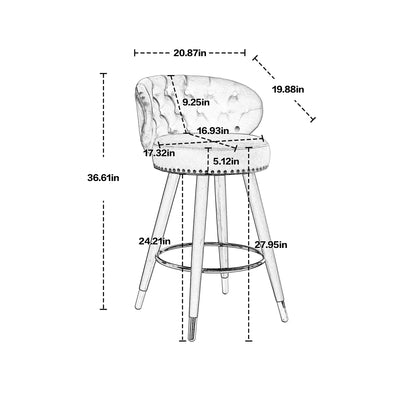 Counter Height Bar Stools Set of 2 Black