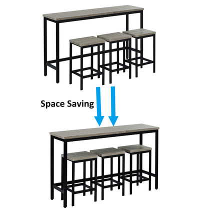 Counter Height Dining Table Set (4 pcs) – Gray Finish