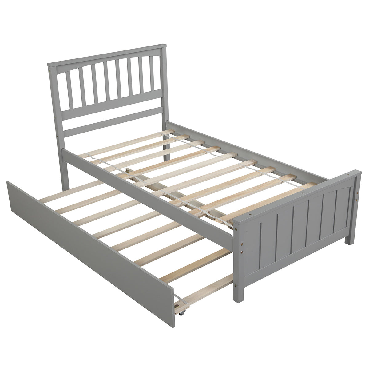 Twin Platform Bed with Trundle Gray