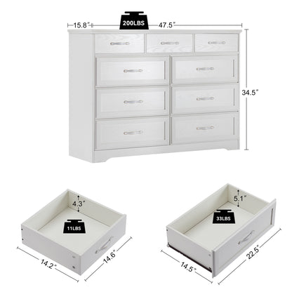 8-Drawer Bedroom Dresser – White
