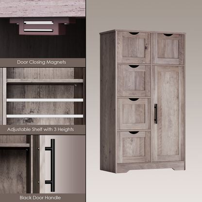 Tall Bathroom Cabinet – Grey Wood