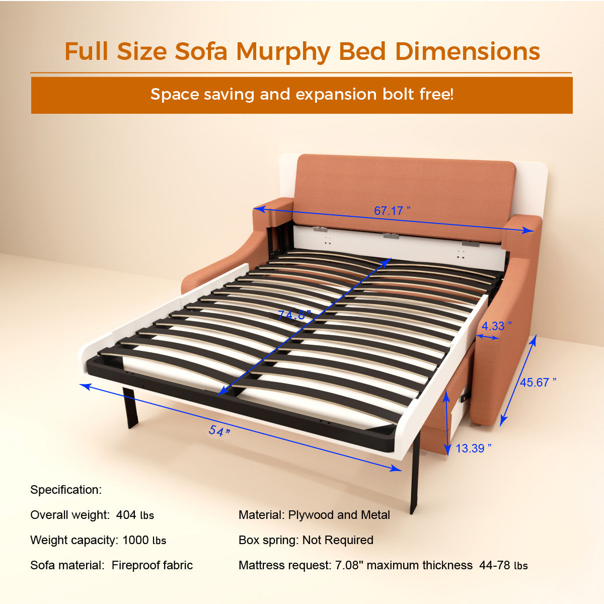 Full Sofa Bed with Drawers White