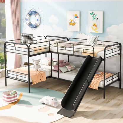 Twin L-Shaped Bunk Bed Black