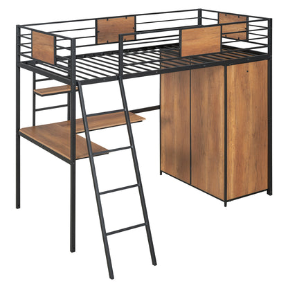Twin Loft Bed with Desk Black