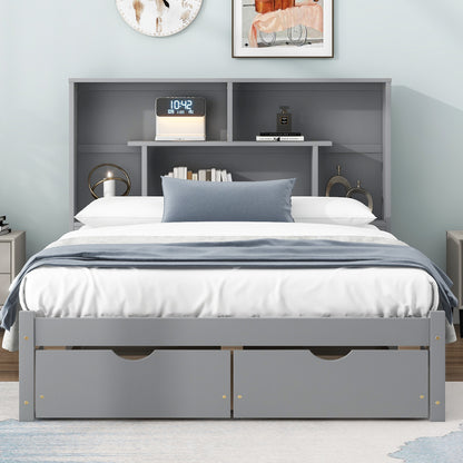 Full Platform Bed Gray