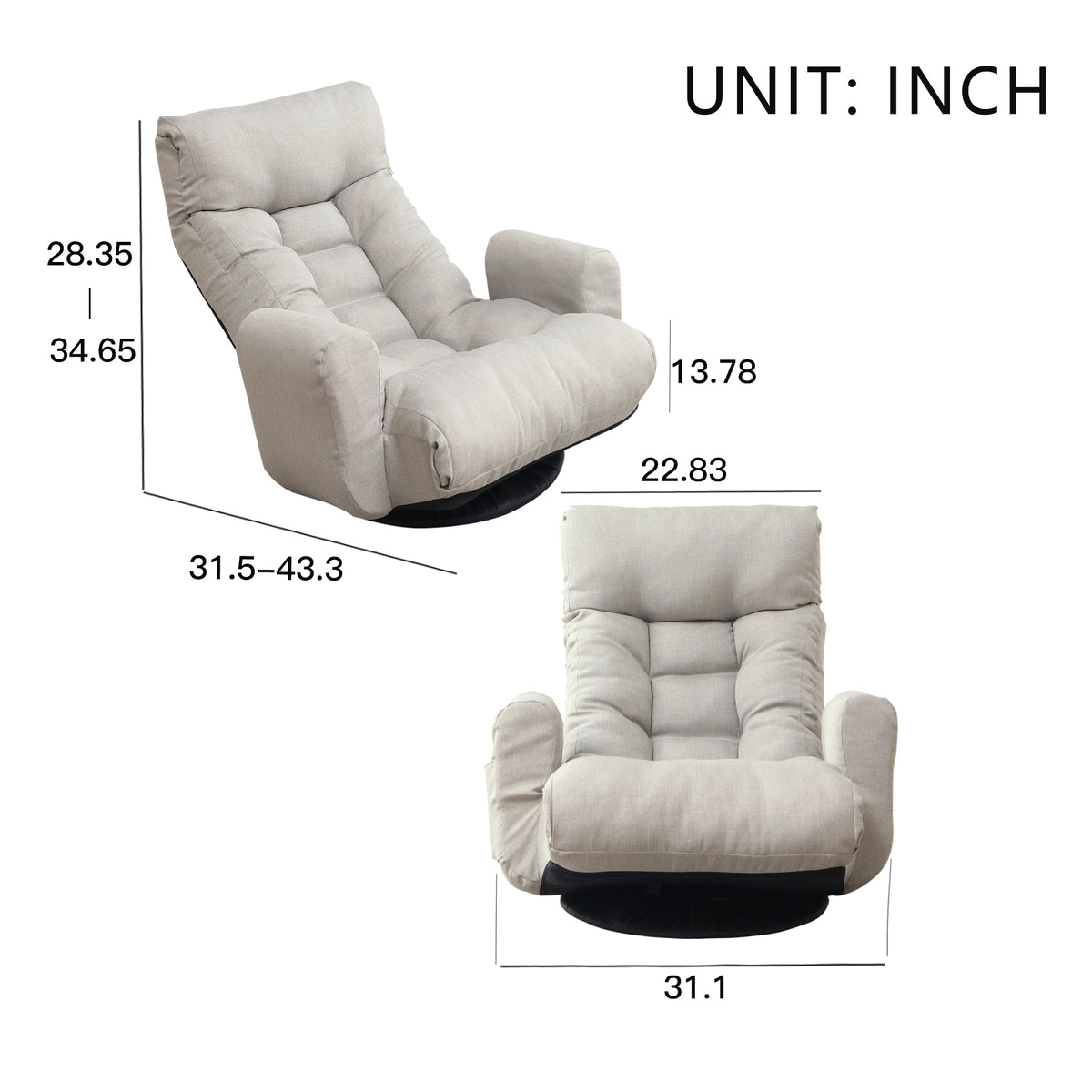 Adjustable Lounge Sofa Chair Gray