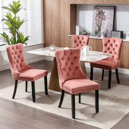 Nikki Tufted Linen Dining Chair Set (2 pcs) – Pink