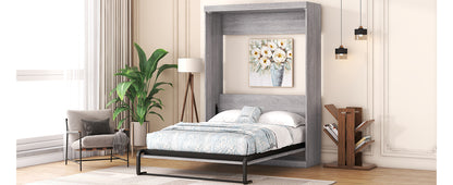 Full Murphy Bed Foldable Design Gray Finish