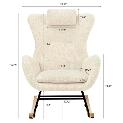 Modern Rocking Chair – Rubber Legs & Chenille Fabric