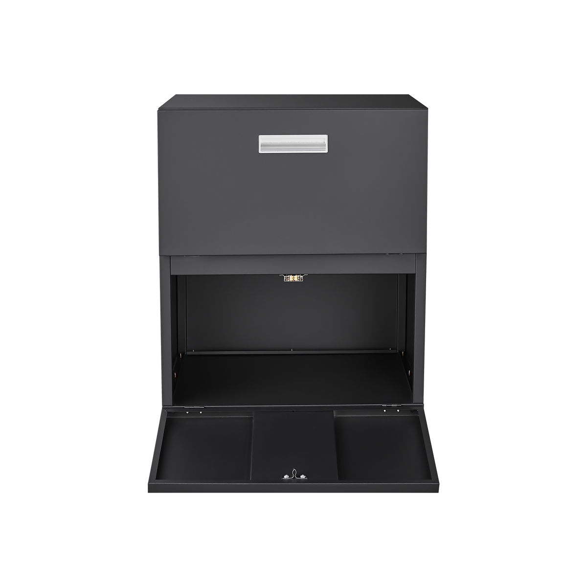 Black Mobile Copier Cabinet – 2-Door Steel File & Printer Stand with Locking Wheels