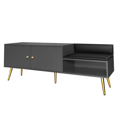 Modern Gray Shoe Storage Bench with Hidden Upholstered Seat
