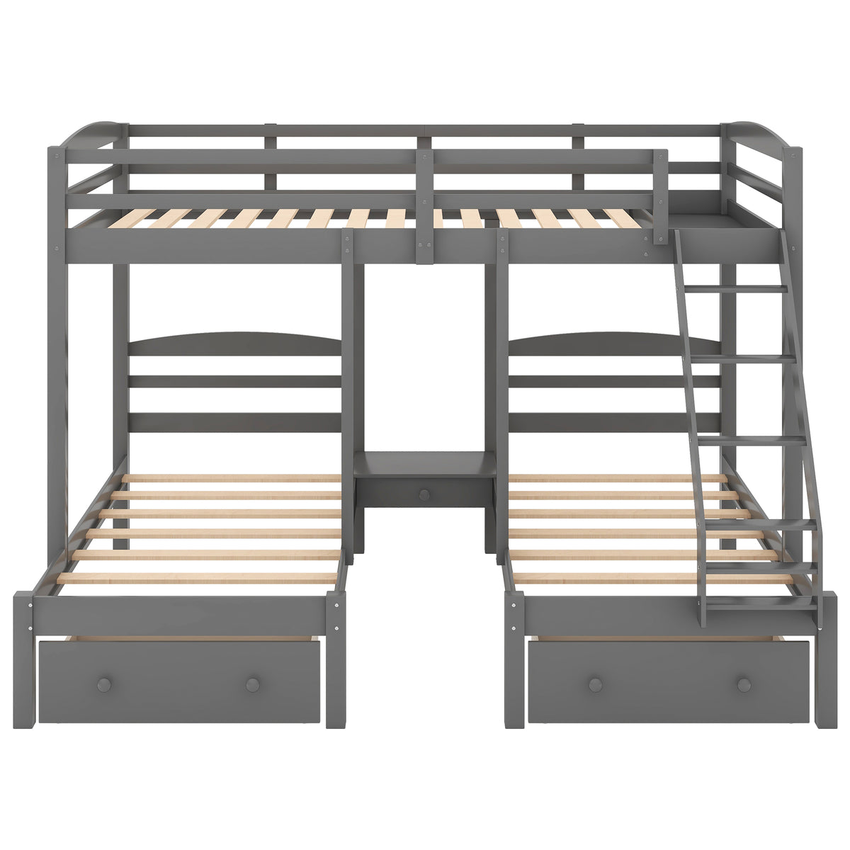 Full Triple Bunk Bed Gray
