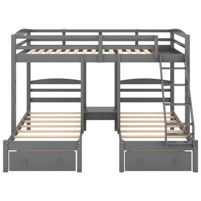 Full Triple Bunk Bed Gray