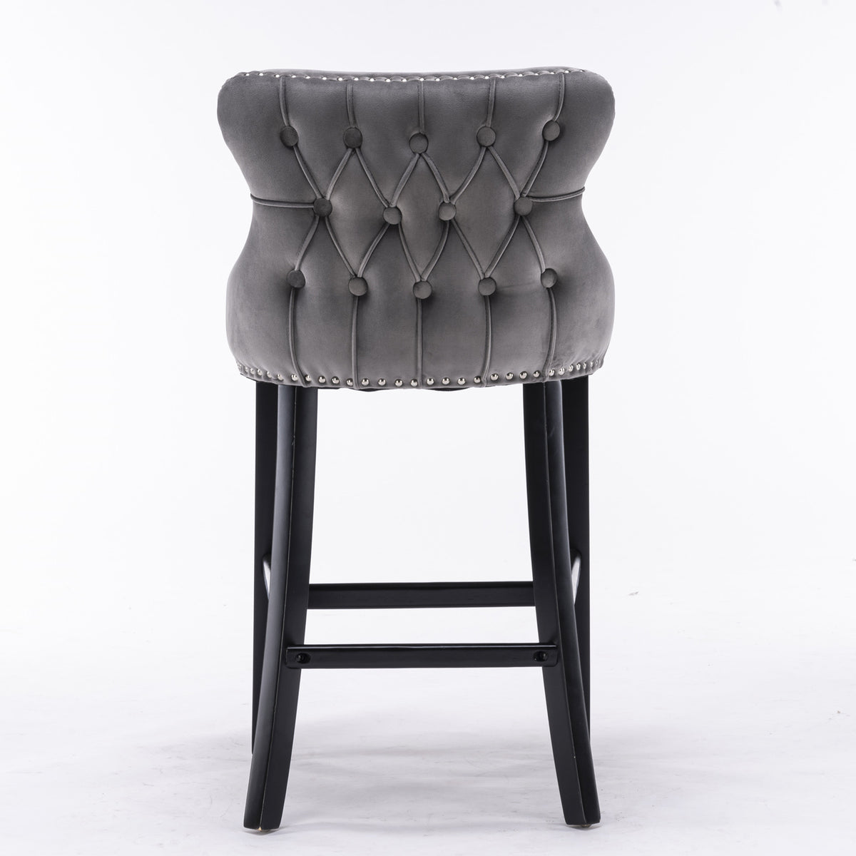 Velvet Wingback Bar Stool Set (2 pcs) – Gray