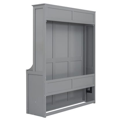 Queen Murphy Bed with Storage Gray