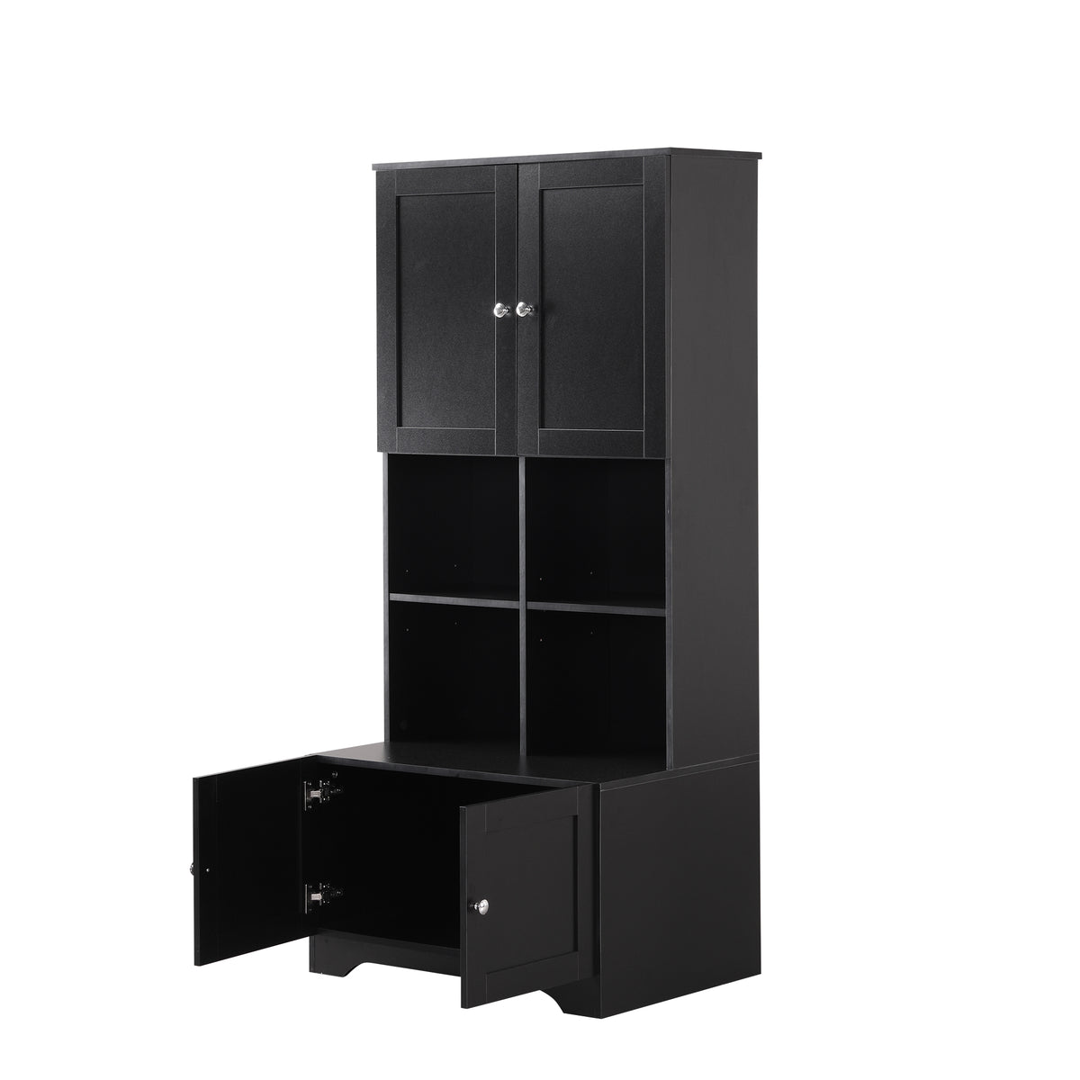 4-Door Bathroom Storage Cabinet Black Finish