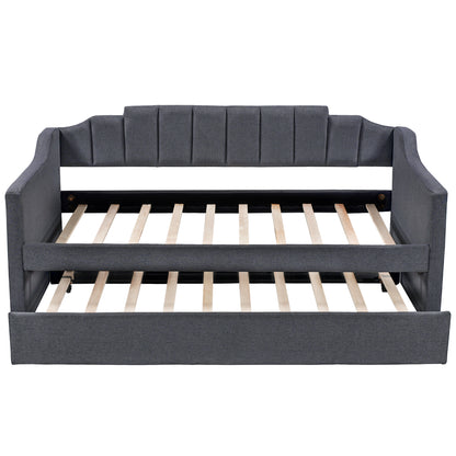 Twin Upholstered Daybed with Trundle – Black