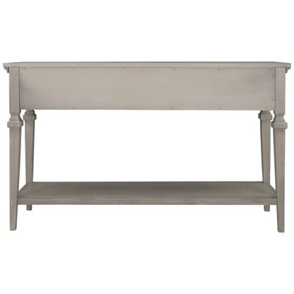 Gray Wood Console Table with Drawers