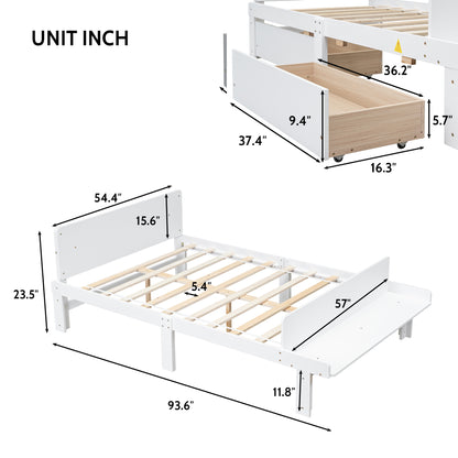 Full Bed with Bench White