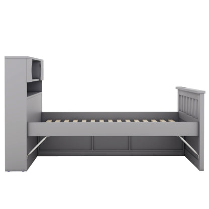 Twin Captain Platform Bed Gray