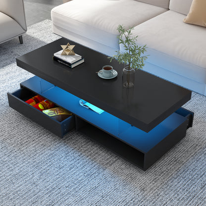 LED Coffee Table with Display and Storage Black