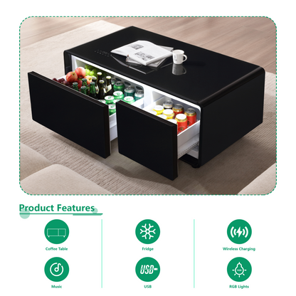 Smart Coffee Table with Bluetooth & USB Charging