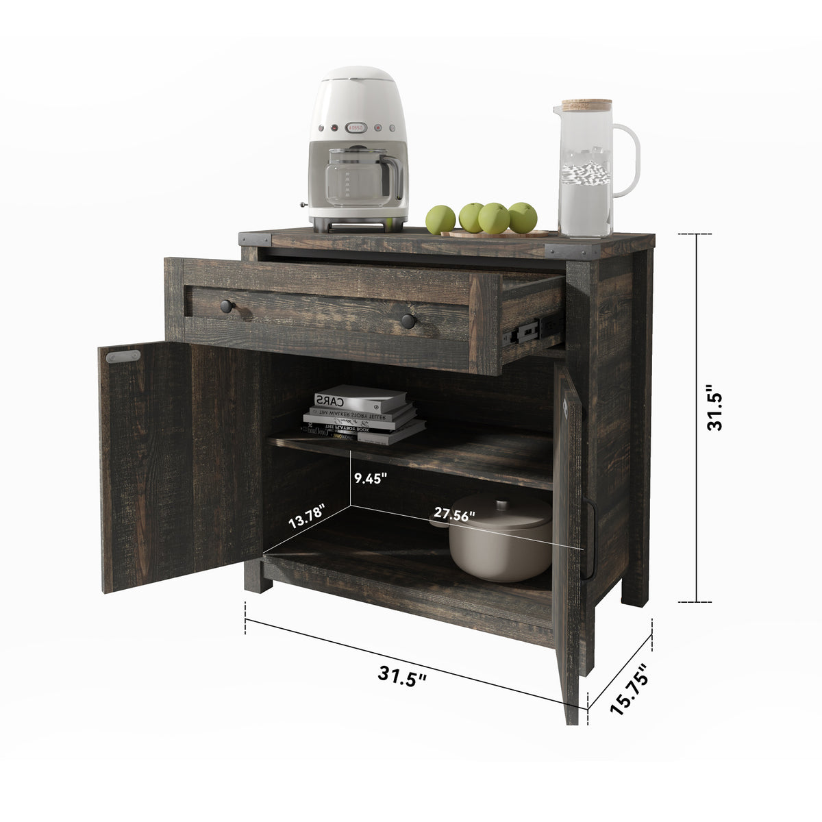 Farmhouse Accent Cabinet Black Pine