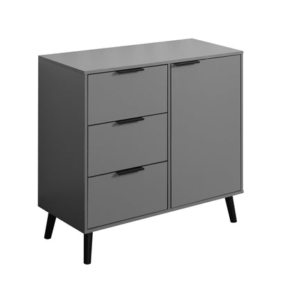 Gray Storage Cabinet with Drawers and Adjustable Shelves