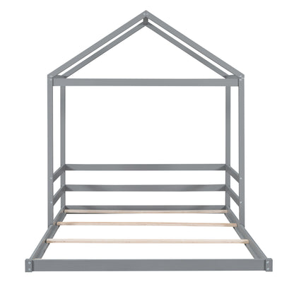 Full House Bed with Guardrail Gray