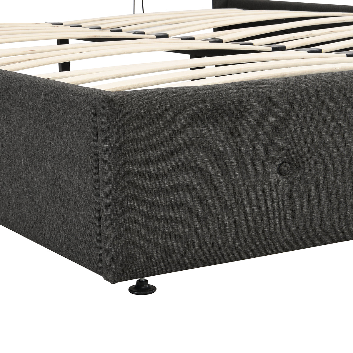 Upholstered Platform Bed with Storage Gray