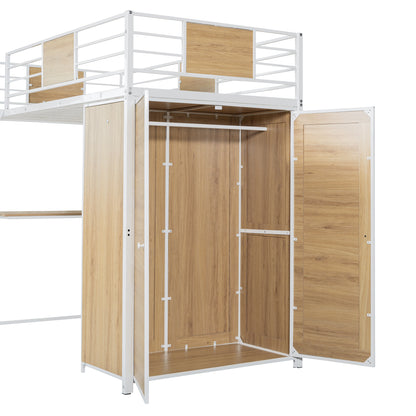 Twin Loft Bed with Desk Gray