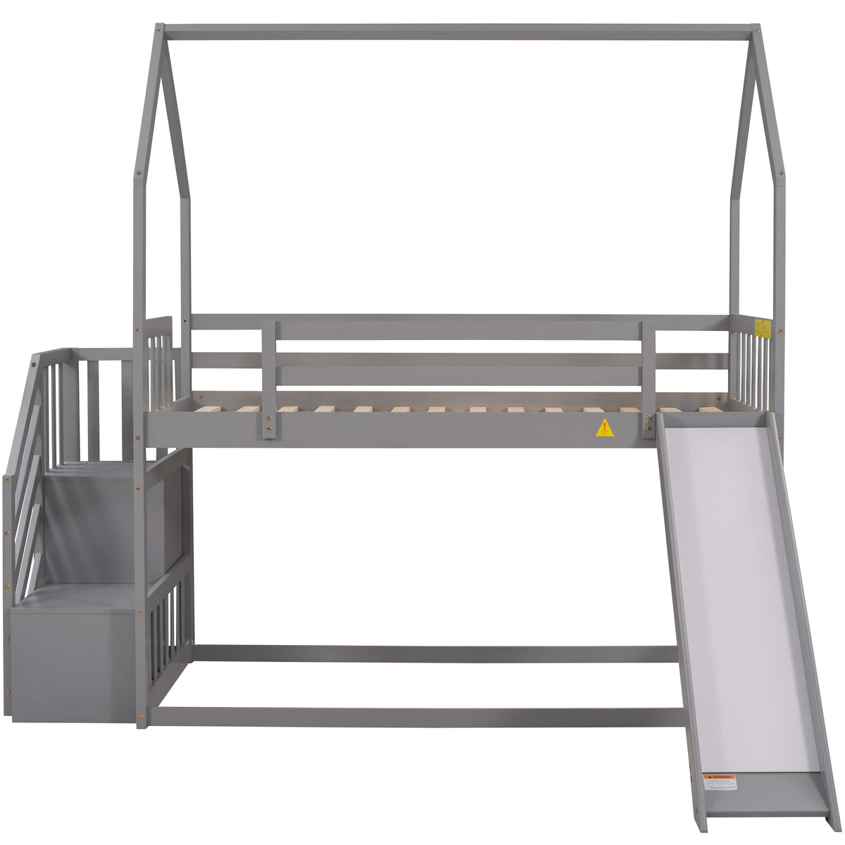 Twin Over Twin Bunk Bed with Storage Gray