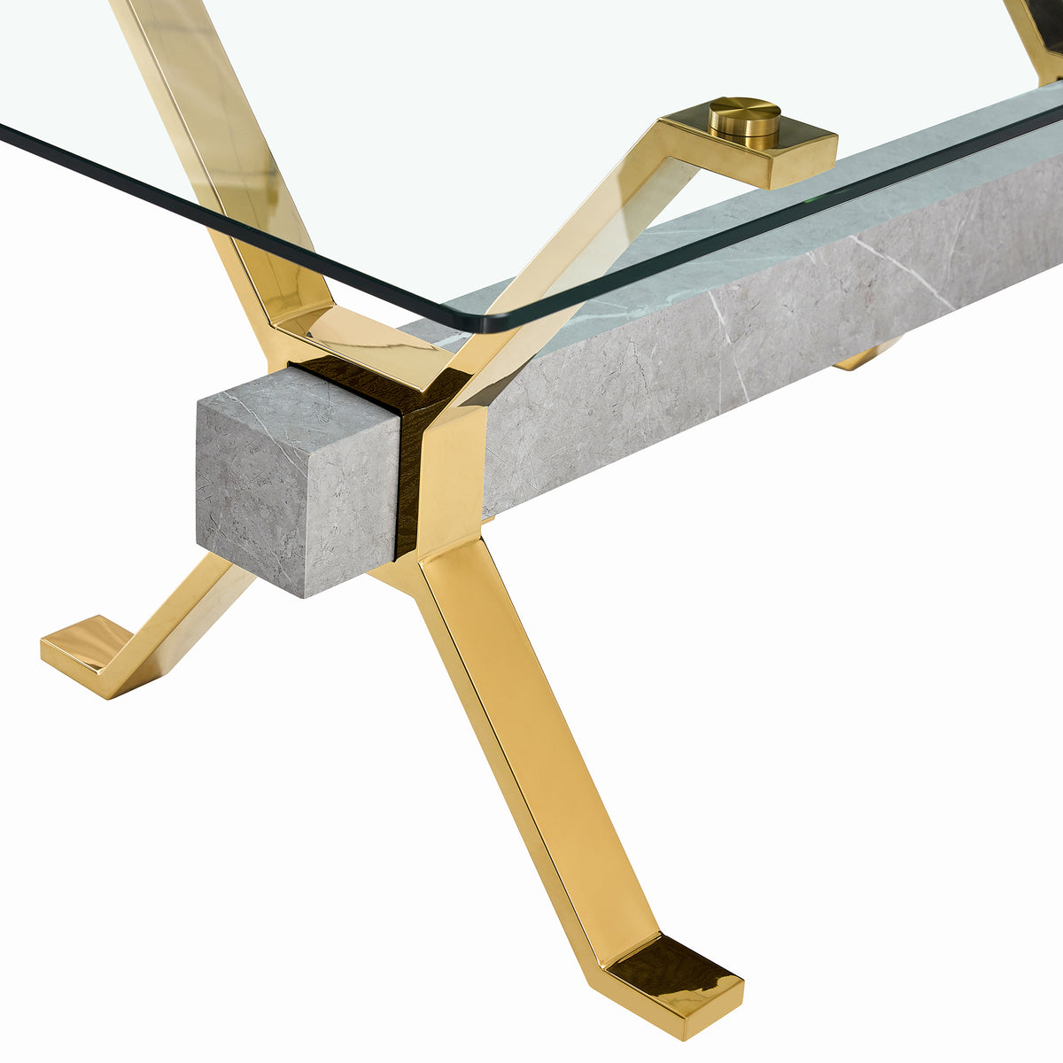 Glass Dining Table with Gold Metal Legs