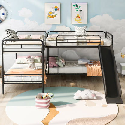 Twin L-Shaped Bunk Bed Black